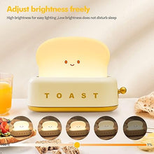 Load image into Gallery viewer, QANYI Small Table Lamp, Cute Toast Bread LED Bedroom Nightstand Light with Timer and Rechargeable, Cool Birthday Gift for Baby Kids Children Girls Boys