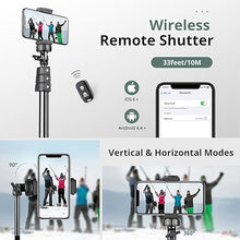 Load image into Gallery viewer, Sensyne 88" Phone Tripod, Selfie Stick Tripod with 14.95" Flexible Gooseneck, Overhead Cell Phone Stand for Video Recording, Photography, Compatible with Phone, Camera