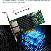 Load image into Gallery viewer, 10gb PCIE x4/x8/x16 Ethernet Converged Network Adapter X550T2 Copper Dual RJ45 Port LAN Card NIC Compatible with Intel X550T2 10GBase-T X550AT Server Support Windows Server/Windows/Linux/VMware ESXi