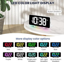 Load image into Gallery viewer, Digital Alarm Clock with Colorful Dynamic RGB Night Light,Volume/Color Adjustable,USB-C Charger Port,7" LED Large Display Nightstand Clock for Kids Teens Boys Girls Bedroom(White)