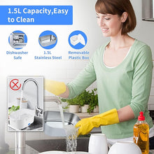 Load image into Gallery viewer, Electric Lunch Box, Food Warmer Heater 12V 24V 110V, 80W Faster Heated Lunch Box for Car/Truck/Home Portable Heating Boxes with 1.5L 304 SS Container Fork & Spoon, White+Blue