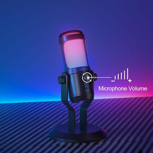 Load image into Gallery viewer, JARO USB 192kHz/24bit Cardioid Condenser Microphone with Mute Noise Cancelation RGB for Gaming Podcast Streaming YouTube Zoom AMSR Singing Studio Recording on PC Laptop Mac PS5 Tablet Phone, J100-CS