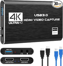 Load image into Gallery viewer, Capture Card Nintendo Switch, 4K HDMI Video Capture Card, 1080P 60FPS, HDMI to USB 3.0 Capture Card for Streaming Work with Camera/Xbox/PS4/PS5/PC/OBS