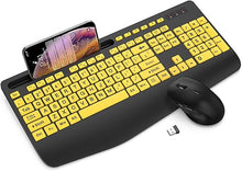 Load image into Gallery viewer, Wireless Keyboard and Mouse Combo - Large Print Ergonomic Keyboard with Wrist Rest, Phone Holder, Sleep Mode, Silent 2.4GHz Keyboard Mouse Set for Computer, Laptop, PC, Mac, Windows - Trueque
