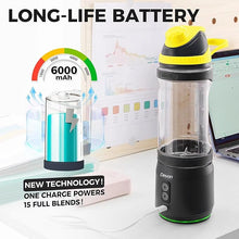 Load image into Gallery viewer, Portable Blender, Anti-Jamming 300 Watt for Shakes and Smoothies, 24oz Travel Blender USB Rechargeable, BPA Free Sporty bottle with a Travel Lid.(Black Base Yellow Lid)
