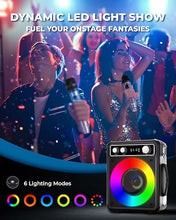 Load image into Gallery viewer, Karaoke Machine, Portable Bluetooth Karaoke Speaker with 2 Wireless Microphones, PA System for Adults Kids with LED Lights, Supports REC/FM/AUX/USB/TF for Home Party