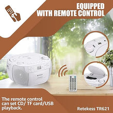Load image into Gallery viewer, Retekess TR621 CD and Cassette Player Combo, Portable Boombox AM FM Radio, Tape Recording, Stereo Sound with Remote Control, USB, Micro SD, for Family(White)