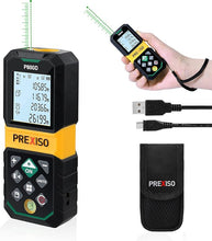 Load image into Gallery viewer, PREXISO Laser Measure Rechargeable, 265Ft Green Beam Laser Measurement Tool with Angle Sensor& 30 Sets Data Storage &1/4"-20 Threaded Hole - Ft/Ft+in/in/M Units - Pythagorean Mode, Area, Volume