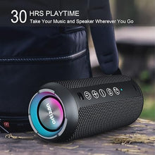 Load image into Gallery viewer, Ortizan Portable Bluetooth Speaker: IPX7 Waterproof, 24W Loud Sound, Deep Bass, Bluetooth 5.3, LED Lights, Wireless Stereo Pairing, 30H Playtime, for Home/Outdoor/Party/Beach, Birthday Gift (Black)
