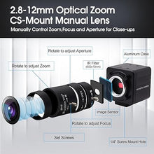Load image into Gallery viewer, SVPRO USB Camera 1080P 60fps High Speed 260fps@360P,120fps@720P Industrial Video Camera with 2.8-12mm Zoom Lens, Manual Focus Close-up Camera UVC Golf Swing Camera for Windows Linux MacOS Android