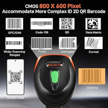 Load image into Gallery viewer, KUIIYER Bluetooth Barcode Scanner, Wireless 2D QR 1D Bar Code Scanners Handheld Barcode Reader with Updated 800 X 600 Pixel CMOS, Plug & Play for Warehouse, Library, Supermarket, Square POS System