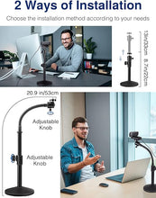 Load image into Gallery viewer, Puroma Webcam Stand Goose-Neck Mount Stand Upgraded Desktop Stand for Logitech Webcam C922 C930e C920S C920 C615 and Other Webcam with 1/4" Thread