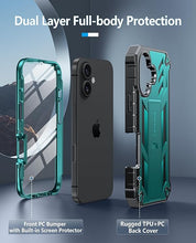 Load image into Gallery viewer, FNTCASE for iPhone 16 Plus Case: Military Grade Drop Proof Protection Mobile Cover with Kickstand | Matte Textured Rugged Shockproof TPU | Protective Sturdy Phone Case - 6.7 inch Green