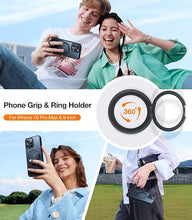 Load image into Gallery viewer, TORRAS Upgraded 360°Rotatable Magnetic Ring for iPhone 16 Pro Max Case, Fit for MagSafe with Stand & Ring Holder, 16FT Mil-Grade Shockproof Translucent for iPhone 16 Pro Max Phone Case Ostand, Black