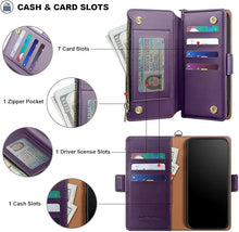 Load image into Gallery viewer, Antsturdy Compatible with Samsung Galaxy S25 Wallet Case with Card Holder,PU Leather Phone Case Flip Protective Cover RFID Blocking Wrist Strap Credit Card Slots Kickstand Men Women,Purple