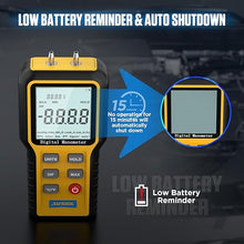 Load image into Gallery viewer, AUTOOL Digital Manometer, Dual-Port Manometer Gas Pressure Tester, Handheld HVAC Manometer, 12 Selectable Units Differential Pressure Gauge, Large LCD Display with Backlight