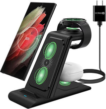 Load image into Gallery viewer, Wireless Charging Station for Wireless Charger Galaxy Watch 7/6/5 Pro/4/3 Active 2/1 Stand Galaxy S24 Ultra/S24/S23/S22/S21/S20/S10/Note 20/10/9/8 Galaxy Buds3/2 Pro/Live Multiple Devices