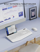 Load image into Gallery viewer, Wireless Keyboard and Mouse Combo - Full-Sized Ergonomic Keyboard with Wrist Rest, Phone Holder, Sleep Mode, Silent 2.4GHz Cordless Keyboard Mouse Combo for Computer, Laptop, PC, Mac, Windows,White
