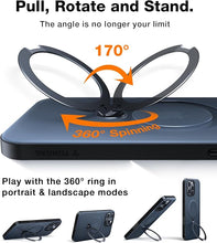 Load image into Gallery viewer, TORRAS 360°Spin for iPhone 16 Pro Case with Camera Control Button, Fit for MagSafe, Built-in Kickstand & Ring Holder, Mil-Grade Protective Camera Capture Cover Case for iPhone 16 Pro, Black 6.3''