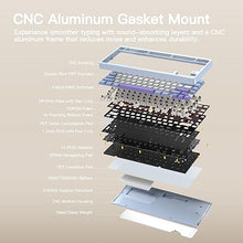 Load image into Gallery viewer, WOBKEY Rainy 75 CNC Aluminum HMX/JWK/Cocoa Switches Triple-Mode Connectivity Mechanical Keyboard with Superior Acoustics, RGB/FR4/Silver SUS304/7000mAh/Cocoa Switch (Pro - White)