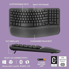 Load image into Gallery viewer, Logitech Wave Keys Wireless Ergonomic Keyboard with Cushioned Palm Rest, Comfortable Natural Typing, Easy-Switch, Bluetooth, Logi Bolt Receiver, for Multi-OS, Windows/Mac - Graphite