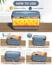 Load image into Gallery viewer, Monteka Electric Lunch Box Food Heater, Upgrade 100W High Power Portable Food Warmer, Heated Lunch Box for Adults Car/Home with 1.8L Removable Stainless Steel Container, 12V/24V/110V/220V, Blue
