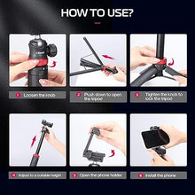 Load image into Gallery viewer, ULANZI MT-44 Extendable Phone Tripod, 59" Selfie Stick Phone Vlog Tripod Stand with 2 in 1 Phone Clip, 360° Ball Head Camera Tripod for iPhone Sony Canon Action Camera, Lightweight for Travel