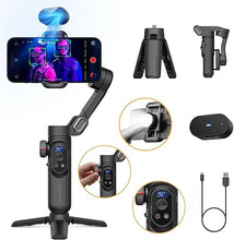 Load image into Gallery viewer, Gimbal Stabilizer for iPhone, Gimbal w/AI Vision Sensor for Face Tracking, 3-Axis iPhone Gimbal w/OLED Display for Vlog Recording, Compatible with iPhone/Android-Smart AI XPro Black