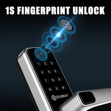 Load image into Gallery viewer, Smart Door Lock, OLUMAT Keyless Entry Door Lock Fingerprint Door Lock with Keypad Digital Door Lock with Handle for Home, Rental, Garage, Office and Hotel