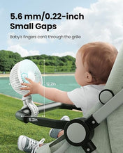 Load image into Gallery viewer, Gaiatop Baby Stroller Fan, 4000mAh Oscillating Mini Portable Fan with Light, 4 Speeds Battery Operated Small Handheld Desk Fan, 360° Rotate Flexible Tripod Clip On Fan for Car Seat Crib Travel White