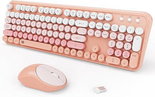 Load image into Gallery viewer, FOPETT 2.4GHz Wireless Keyboard and Mouse Set with Switch Button - Full-Size Keyboard - Compatible for Windows/Laptop/PC/Notebook/Smart TV and More - Pink