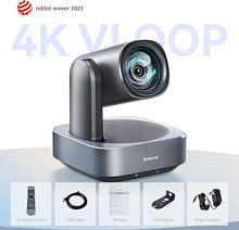 Load image into Gallery viewer, Tenveo VLoop 4K PTZ Camera with 12X Optical Zoom Wide View Angle USB3.0/HDMI/RJ45/PoE Works with Zoom Skype Teams UHD PTZ Camera for Video Conference and Church Streaming Red Dot Design Winner(VL12U)