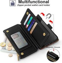 Load image into Gallery viewer, Antsturdy Compatible with Samsung Galaxy S25 Ultra Wallet Case with Card Holder,PU Leather Phone Case Flip Protective Cover RFID Blocking Wrist Strap Credit Card Slots Kickstand Men Women,Black