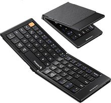 Load image into Gallery viewer, ProtoArc Foldable Compact Keyboard, XK04 Portable Bluetooth Keyboard with PU Leather Cover, Pocket-Sized Wireless Travel Keyboard for for iPad, iPhone, Smartphone, Tablet and Laptop - Black