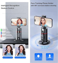 Load image into Gallery viewer, Auto Face Tracking Tripod with Remote - 360° Rotation Auto Tracking Phone Holder Smart Tracking Phone Stand Moving Tripod for iPhone Content Creator Essentials for Video Vlog Live Stream (Black 02)
