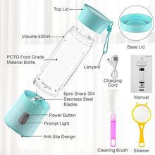Load image into Gallery viewer, COKUNST 18oz Portable Blender, USB Rechargeable Personal Size Blenders, Smoothie Blender with 6 Blades for Protein & Shakes, Mini juicer with Extra Handle Lid for Travel Sports Outgoing