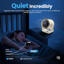 Load image into Gallery viewer, WSKEN Desk Fan with Battery Operated, Quiet Digital Display Portable Fan for Office, Bedroom, Kitchen, Home, Outdoor, 100 Speeds 115° Tilt Small Travel Camping Table Fan, White