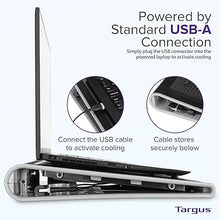 Load image into Gallery viewer, Targus 17 inch Dual Fan Lap Chill Mat - Soft Neoprene Laptop Cooling Pad, Heat Protection/Dispersion Laptop Cooler/Fan, USB-A Connection, Black