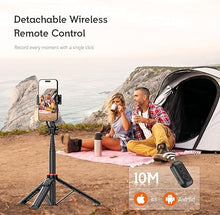 Load image into Gallery viewer, 51”Selfie Stick Tripod, Aluminum Alloy Integrated Smartphone Tripod Stand with Wireless Remote Control Portable Retractable Cell Phone Tripod for iPhone/Samsung/GoPro/Android Phone