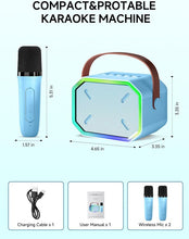 Load image into Gallery viewer, Karaoke Machine for Kids and Adults, Mini Portable Bluetooth Speaker with 2 Wireless Microphones, Led Lights for TV, Kids Gifts for Girls Boys Family Party Birthday (Blue)
