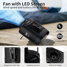 Load image into Gallery viewer, Socool 10000mAh Portable Waist Fan Clip on Wearable Belt Personal Fan Rechargeable Battery Operated With 5 Speeds & Flashlight Neck Hands-Free 40H Cooling For Outdoor Travel Camping Power Bank (Black)