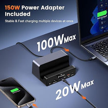 Load image into Gallery viewer, TobenONE 18-in-1 Triple 4K@60Hz Monitor Docking Station with 150W Power Supply, USB C Laptop Docking Station Stand(Single 4K@144Hz), 2.5Gbps Ethernet, 2 HDMI & DisplayPort, 8 USB, for Windows&ChromeOS
