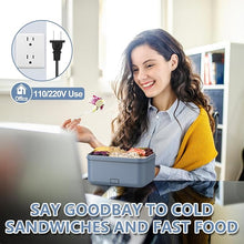 Load image into Gallery viewer, Electric Lunch Box Food Heater, 1.8L Heated Lunch Box for Adults for Car Truck, 12V/24V/110V/220V Portable Food Warmer Lunch Box, 100W Heating Lunchbox for Work (Blue)