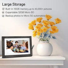 Load image into Gallery viewer, Frameo Digital Photo Frame,10.1 Inch WiFi Smart Digital Picture Frame with HD IPS Touch Screen,Auto-Rotate,Send Pictures from Anywhere via Frameo APP(Wood Effect)