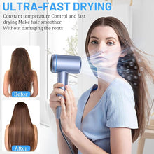 Load image into Gallery viewer, AOMEES Hair Dryer, 1600W Professional High Speed Ionic Hair Dryer with HD Display, 4 Temperature Modes and 3 Speed with Memory Function, Sky Blue, Metal