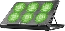 Load image into Gallery viewer, Portable Metal Mesh Laptop Cooler Cooling Pad, 6 Quiet Fans w/Green LED Light, 5 Adjustable Heights, Up to 17" in Notebook, 2 USB Interface w/Speed Control Switch, Non-Slip - Black (11147)