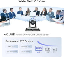 Load image into Gallery viewer, Tenveo UHD 4K PTZ Conference Room Camera 12X Optical Zoom USB3.0/HDMI Wide View Angle, 4K PTZ Camera for Video Conference Church Services Worship Events,Skype/Zoom/OBS/YouTube Live Streaming