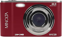 Load image into Gallery viewer, Minolta MND20 44 MP / 2.7K Ultra HD Digital Camera (Red)
