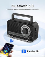Load image into Gallery viewer, AM FM Radio Plug in Wall or Battery Operated Radio with Best Reception,Portable Radio with Bluetooth,Transistor Radio with Headphone Jack,Large Dial Easy to Use for Seniors Elderly Black
