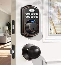 Load image into Gallery viewer, Veise Fingerprint Door Lock with 2 Door Knobs - Keyless Entry Door Lock with Handle, Electronic Keypad Deadbolt, Smart Front Door Lock Set, Auto Lock, Waterproof, Easy Installation, Oil-Rubbed Bronze